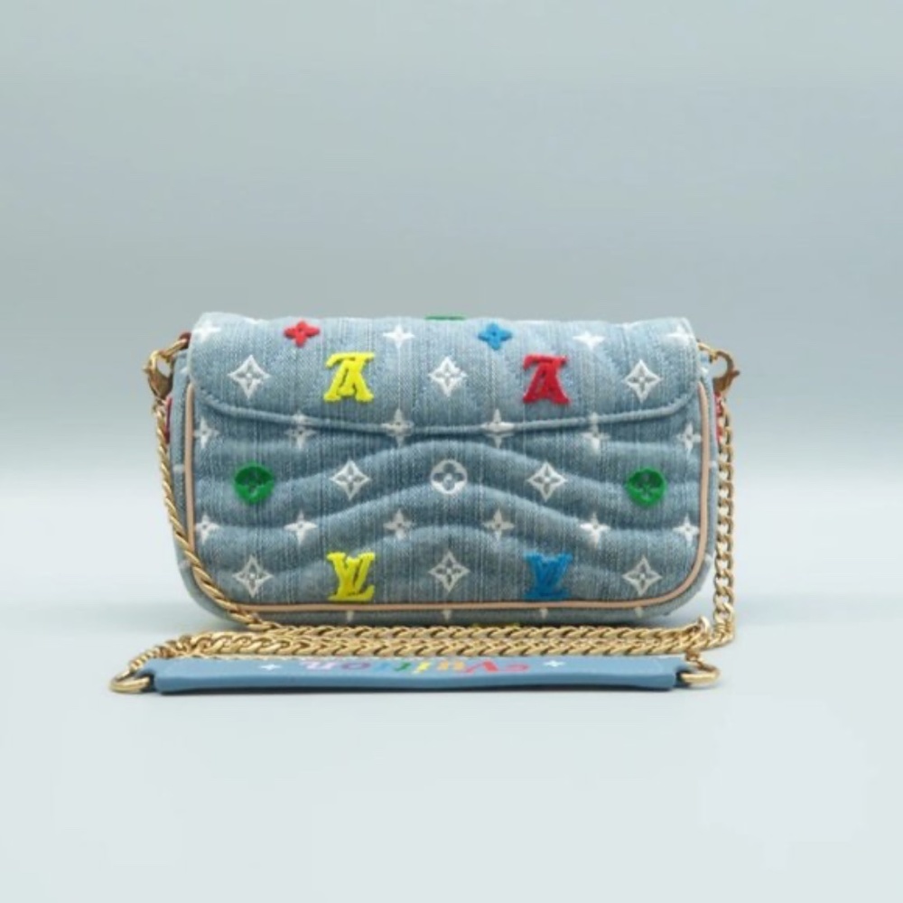 100% Authentic Louis Vuitton New wave Blue Denim Cloth Shoulder Bag - Picture 7 of 7